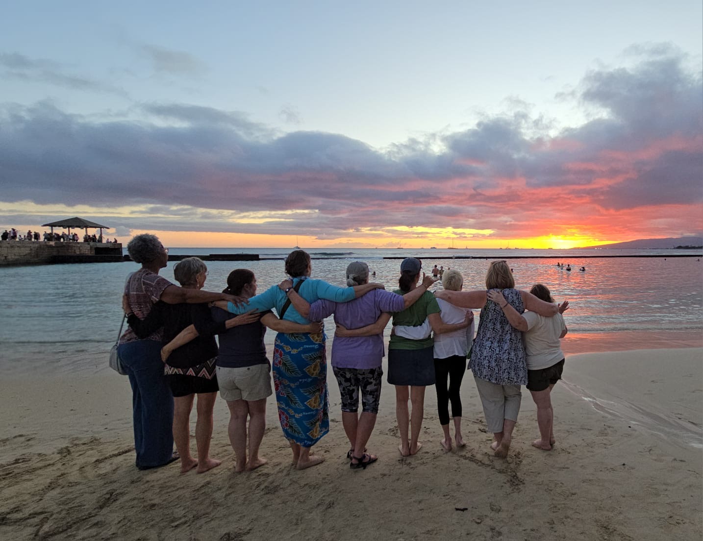 Women Traveling Together at sunset